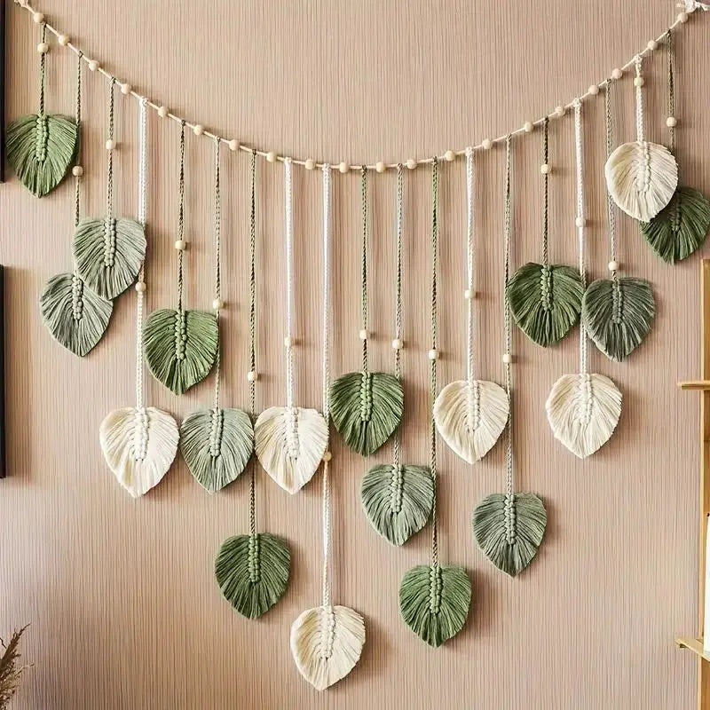 Macrame Tapestry Macrame Leaf Feather Wall Hanging