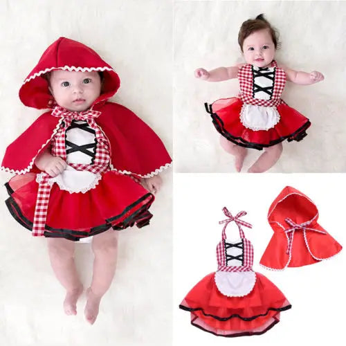 Newborn Little Red Riding Hood Cosplay Costume Christmas Outfit Xmas