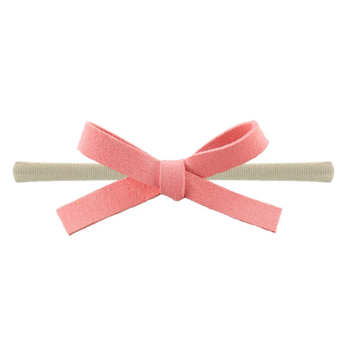 Solid Suede Nylon Hair Bands Elastic Bow Headband Tied Newborn Girls