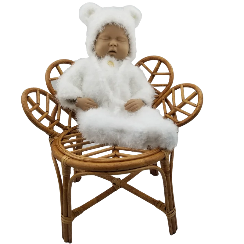 Newborn Photography Props Vintage Bamboo Flower Chair Prop Basket