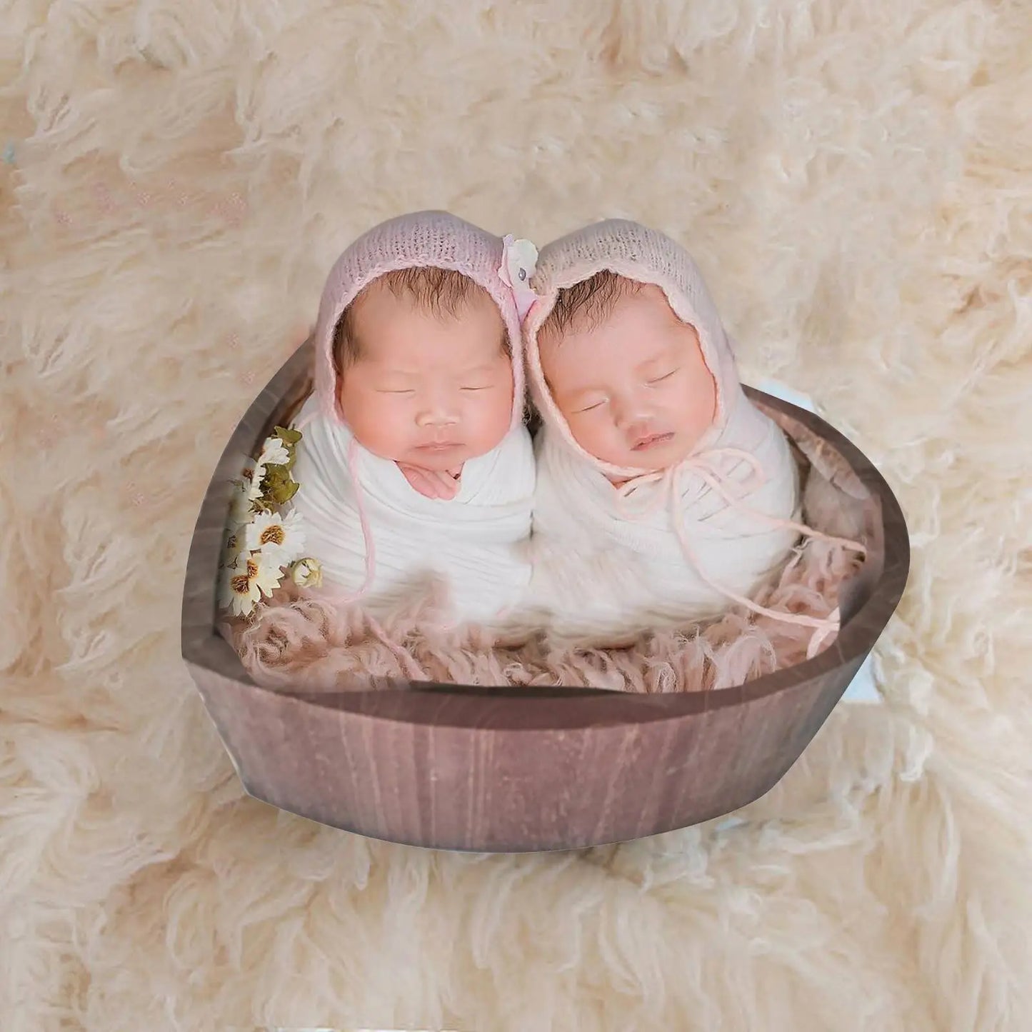 Newborn Baby Photo Studio Props Wooden Bathtub Heart Shape Size