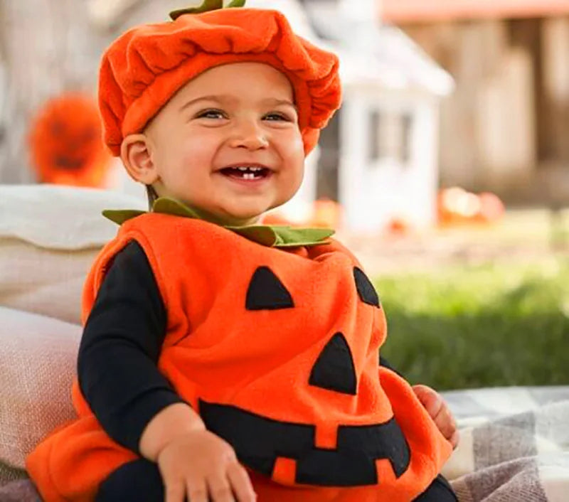 Halloween Romper Pumpkin Set with Hat