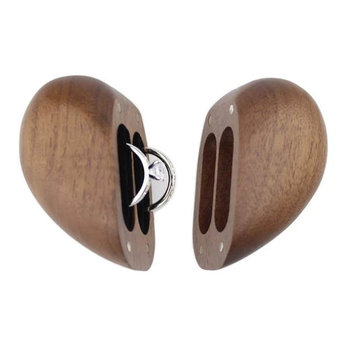 Elegant Heart Shaped Walnut Wood Ring Box