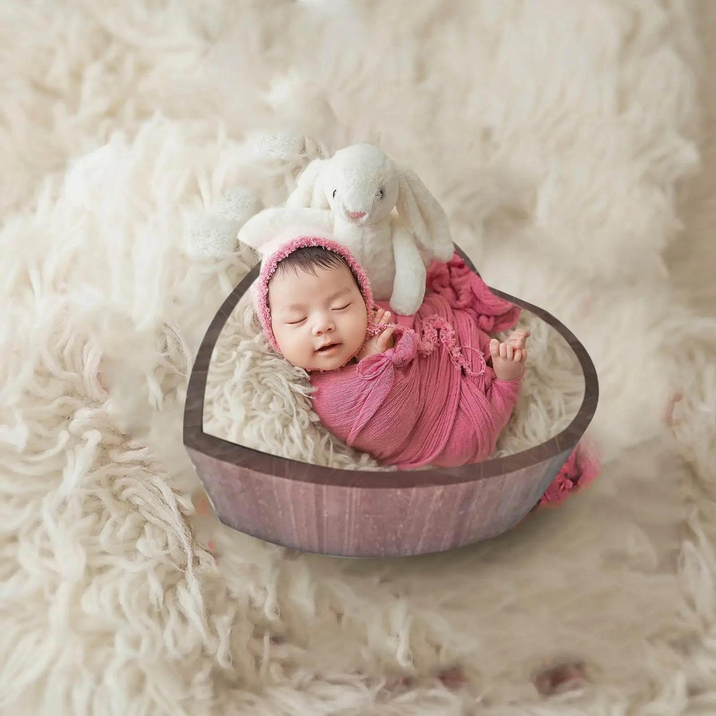 Newborn Baby Photo Studio Props Wooden Bathtub Heart Shape Size