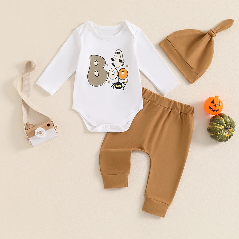 Baby Boy Halloween Outfit Ghost Print Long