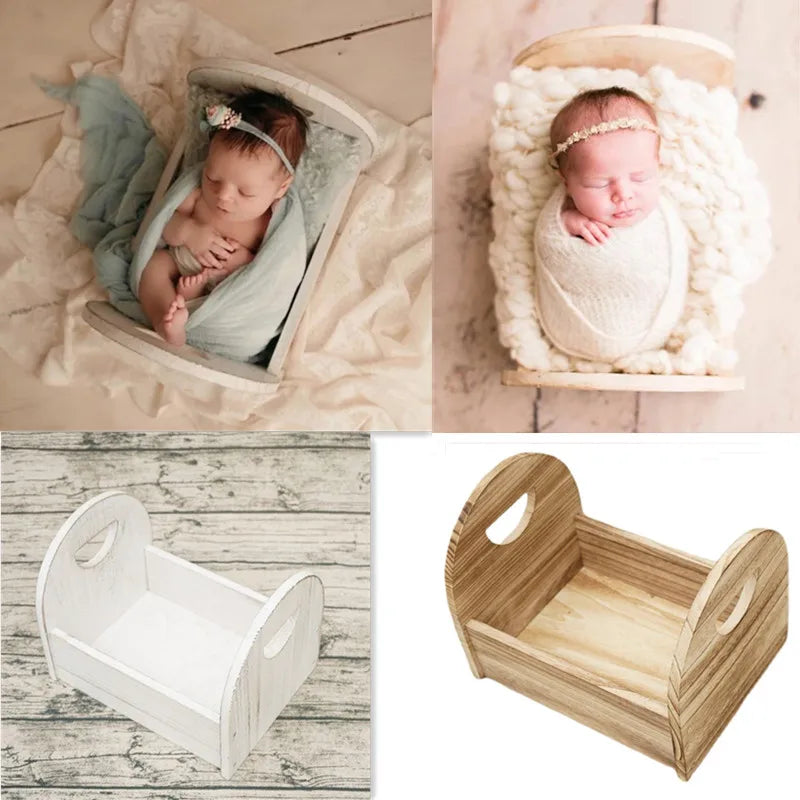 Sunshine Newborn Photography Props Small Wooden Bed Full Moon Do Old