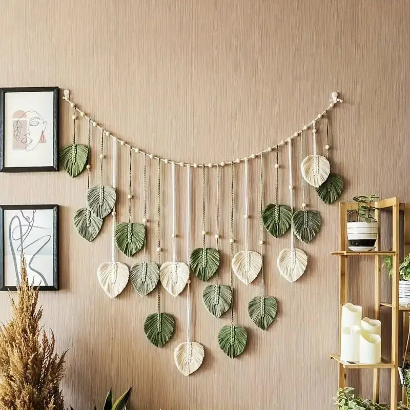 Macrame Tapestry Macrame Leaf Feather Wall Hanging