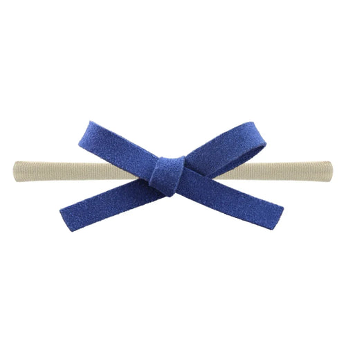 Solid Suede Nylon Hair Bands Elastic Bow Headband Tied Newborn Girls