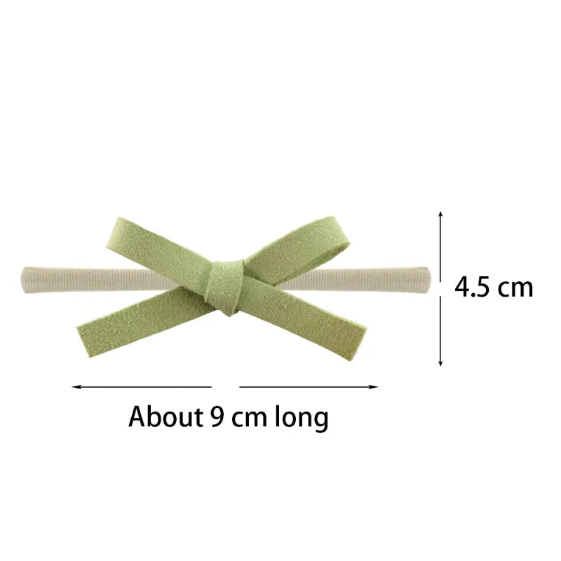 Solid Suede Nylon Hair Bands Elastic Bow Headband Tied Newborn Girls