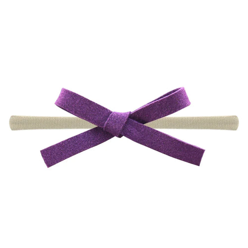 Solid Suede Nylon Hair Bands Elastic Bow Headband Tied Newborn Girls