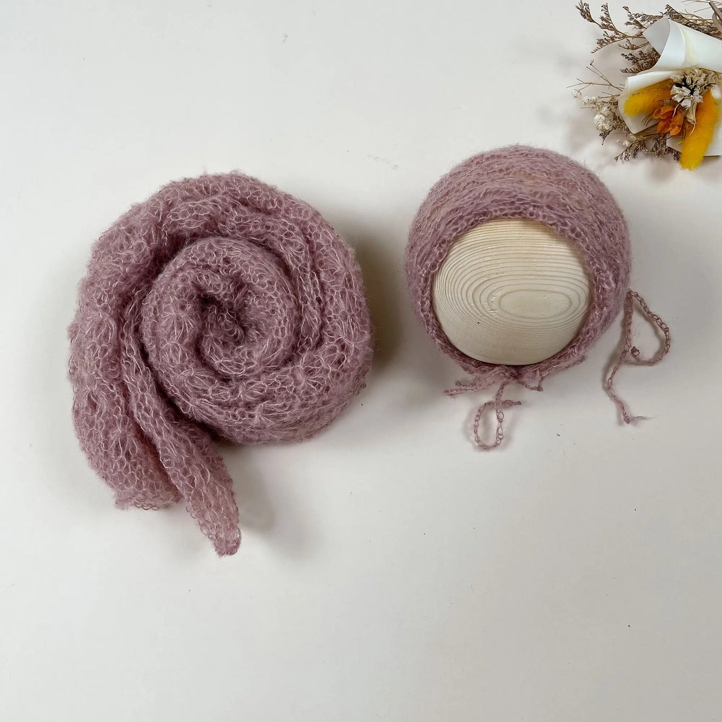 2pcs Set Newborn Photo Shooting Props Knitted Mohair 150*40