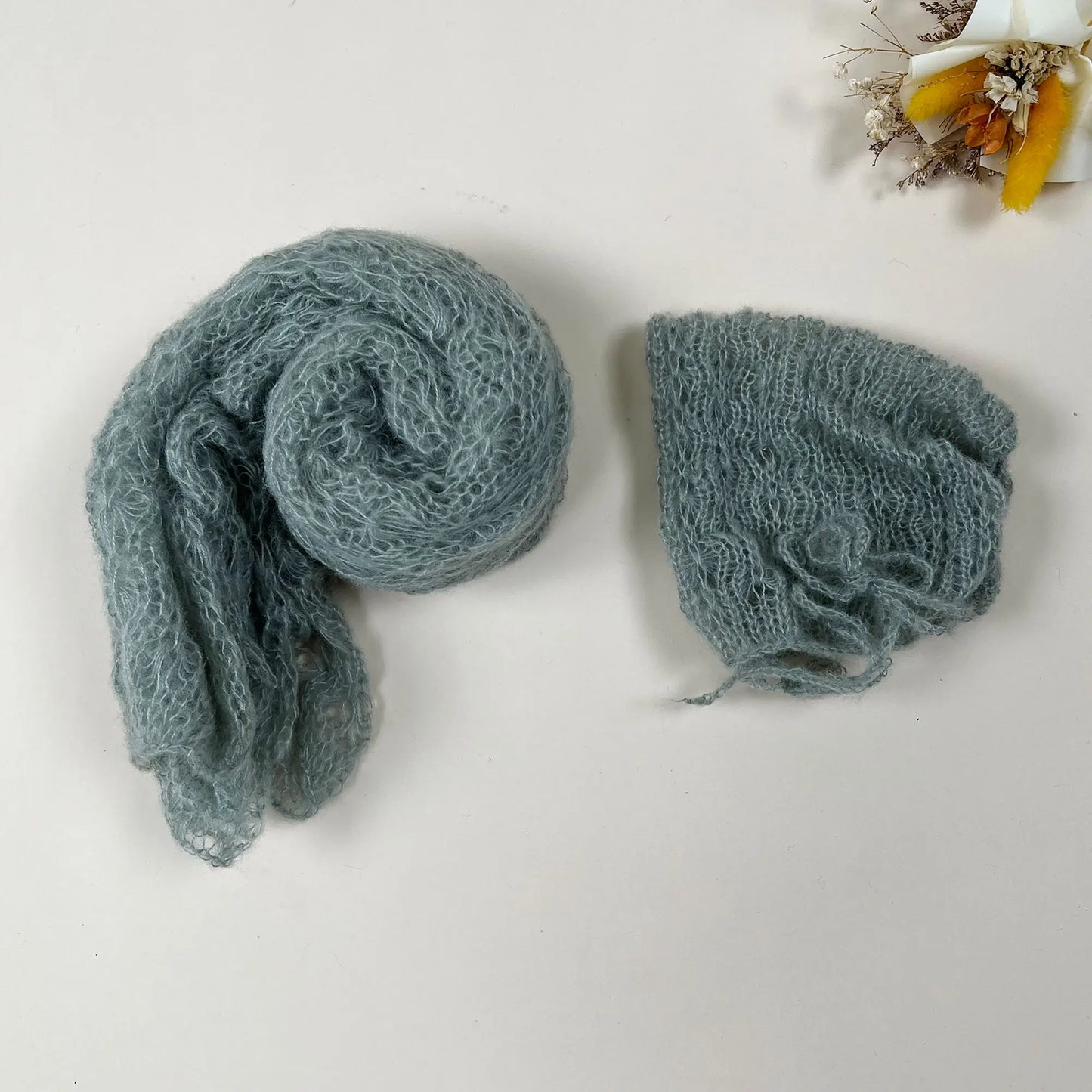 2pcs Set Newborn Photo Shooting Props Knitted Mohair 150*40