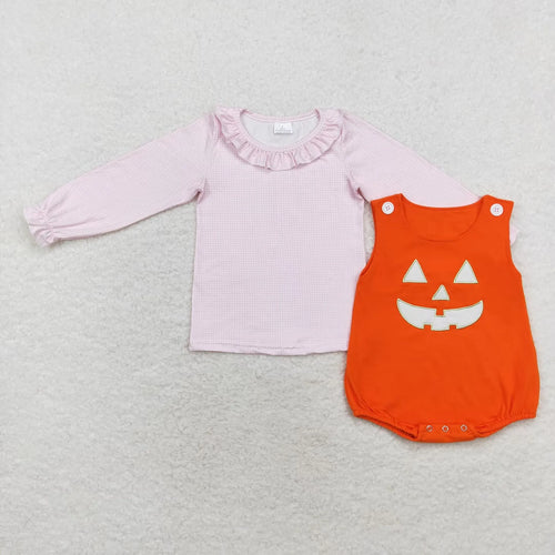 Long Sleeves Plaid Shirt Embroidery Pumpkin