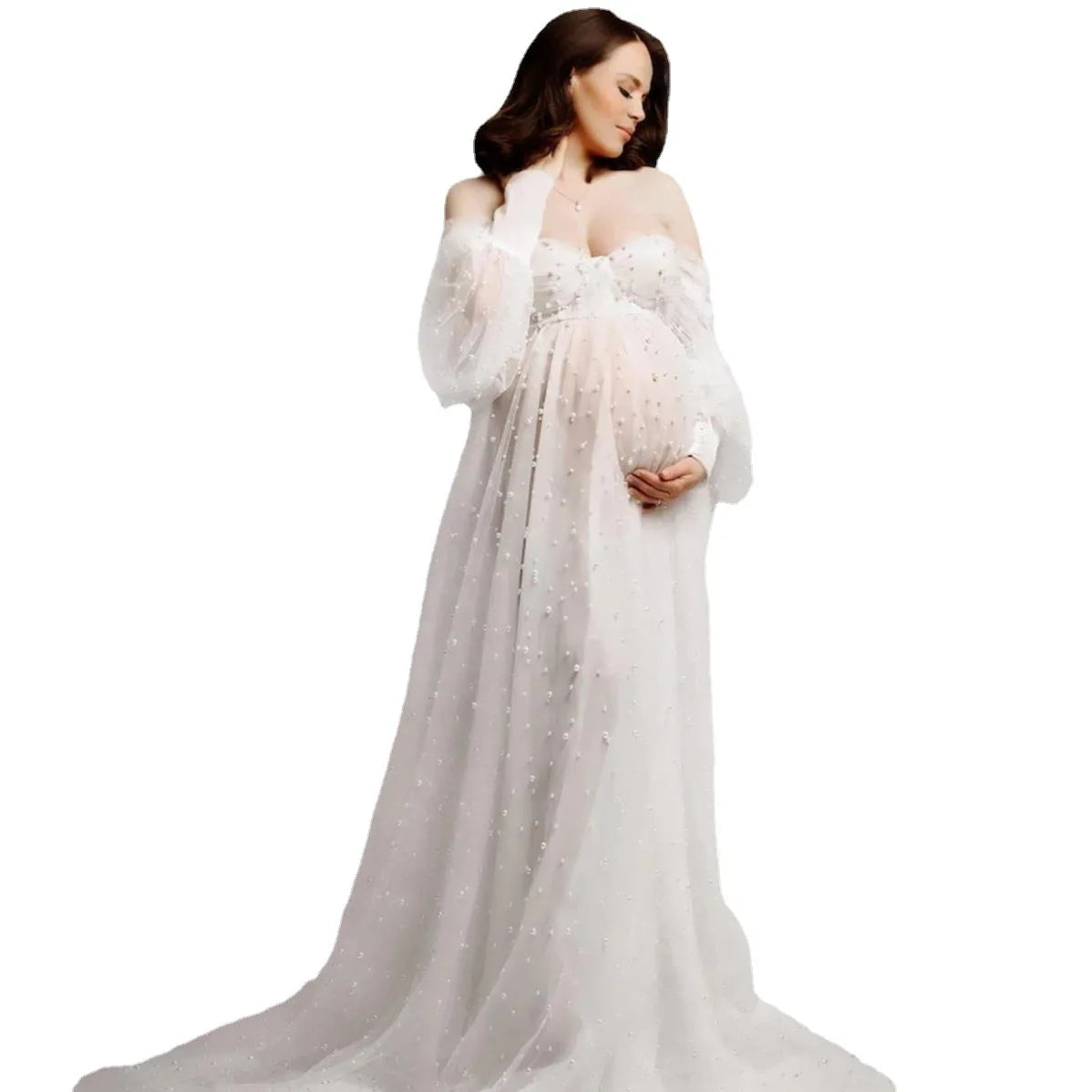 Shining Photo Photo Pregnant Women Dress Photo Studio Shoot Soft Net