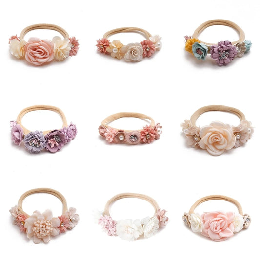 Artificial Flower Baby Headband Hundred Day Newborn Infant Toddler for