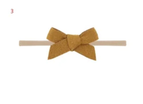 Solid Suede Nylon Hair Bands Elastic Bow Headband Tied Newborn Girls