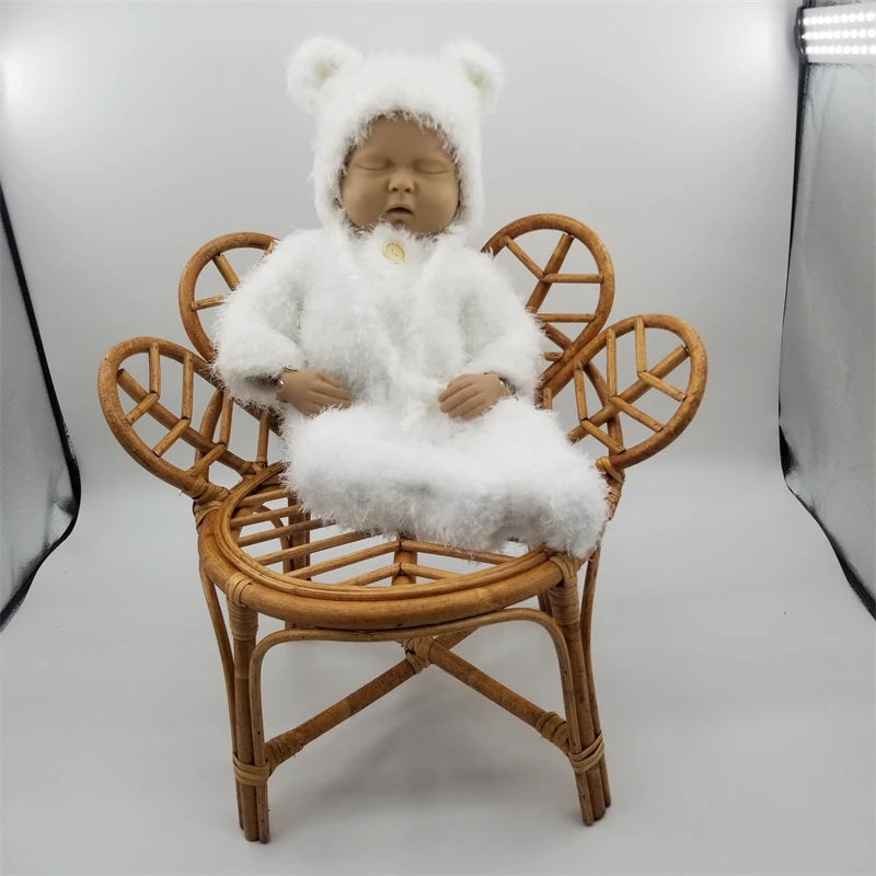 Newborn Photography Props Vintage Bamboo Flower Chair Prop Basket