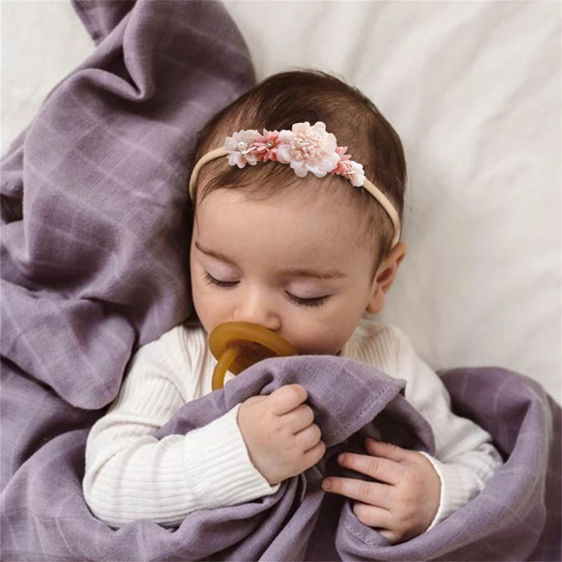 Artificial Flower Baby Headband Hundred Day Newborn Infant Toddler for