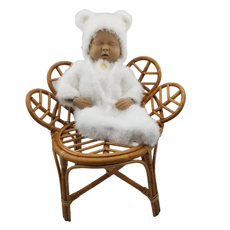 Newborn Photography Props Vintage Bamboo Flower Chair Prop Basket