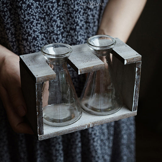 Wooden Antique Glass Vase Ornaments