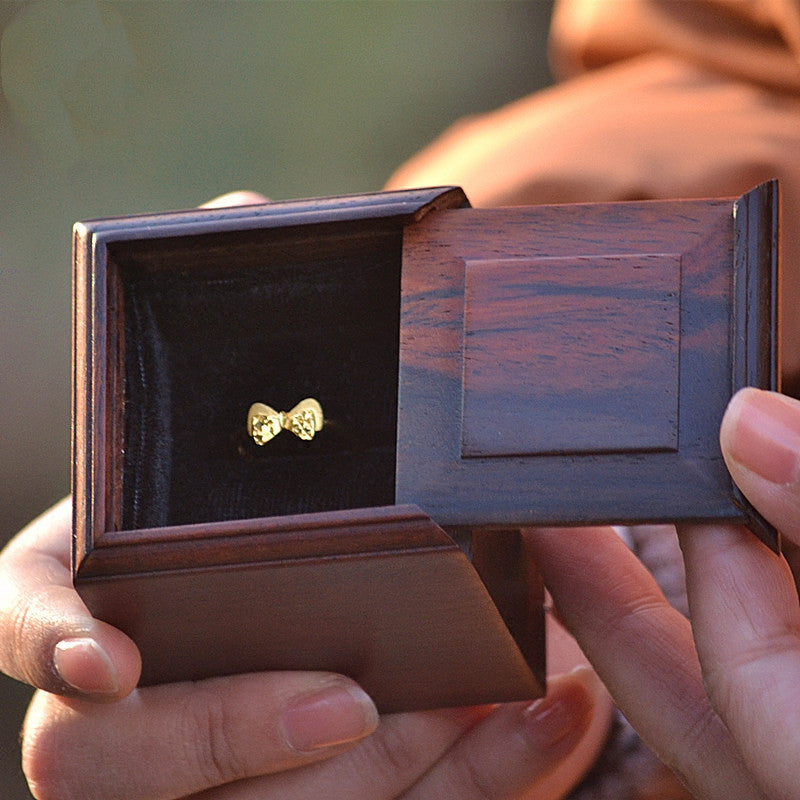 Laos Rosewood Earrings Antique Ring Box