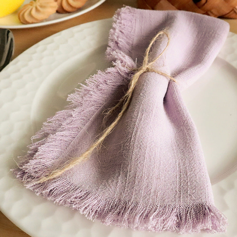 Household Solid Color Tassel Plain Fabric Napkin